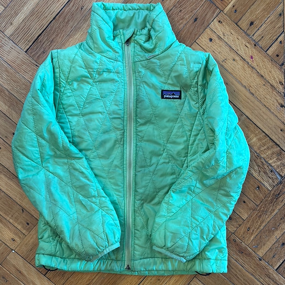 Patagonia Kids XS (5/6) Green Quilted Puff Jacket